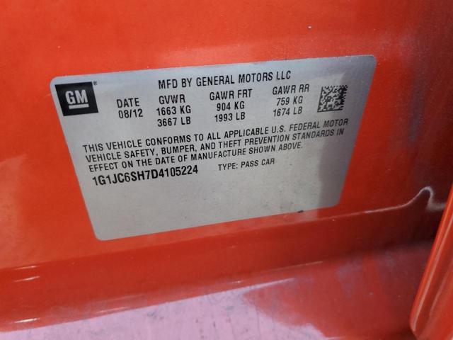 1G1JC6SH7D4105224 - 2013 CHEVROLET SONIC LT ORANGE photo 12