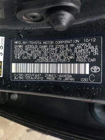 JTDZN3EU8D3192813 - 2013 TOYOTA PRIUS V BLACK photo 12