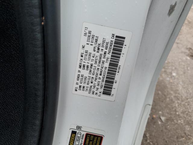 1HGCT1B84EA000146 - 2014 HONDA ACCORD EXL WHITE photo 12