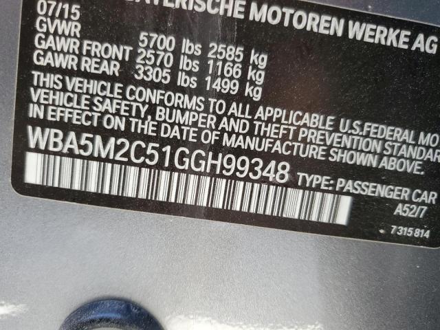 WBA5M2C51GGH99348 - 2016 BMW 535 IGT GRAY photo 14