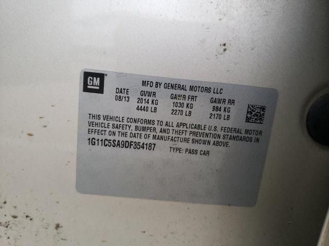 1G11C5SA9DF354187 - 2013 CHEVROLET MALIBU 1LT BEIGE photo 12