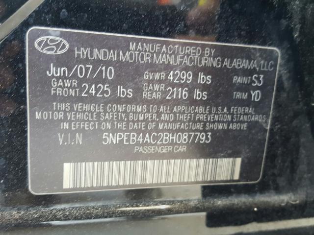 5NPEB4AC2BH087793 - 2011 HYUNDAI SONATA GLS  photo 10