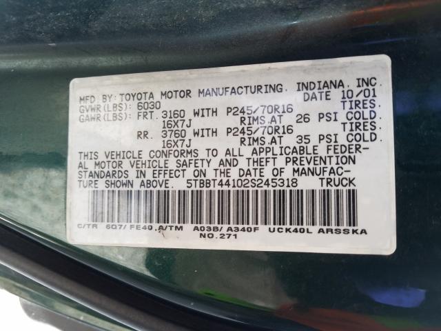 5TBBT44102S245318 - 2002 TOYOTA TUNDRA ACCESS CAB  照片 10