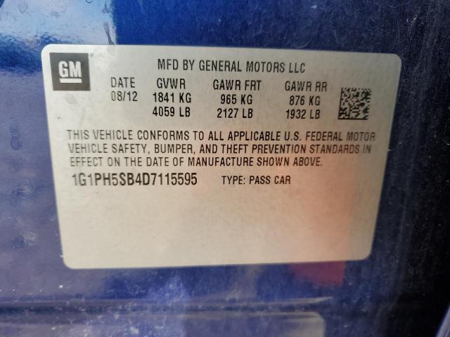 1G1PH5SB4D7115595 - 2013 CHEVROLET CRUZE ECO BLUE photo 12