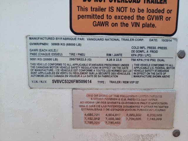 5V8VC5326FM509614 - 2015 VANCO TRAILER TRAILER WHITE photo 10