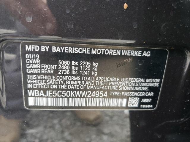 WBAJE5C50KWW24954 - 2019 BMW 540 I CHARCOAL photo 12