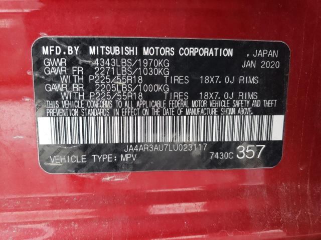 JA4AR3AU7LU023117 - 2020 MITSUBISHI OUTLANDER ES RED photo 13