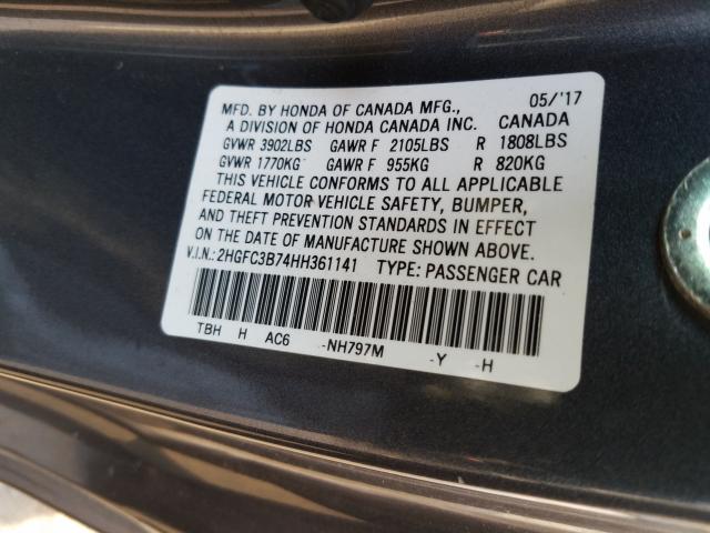 2HGFC3B74HH361141 - 2017 HONDA CIVIC EXL  照片 10