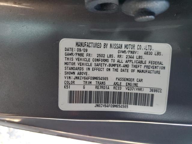 JNKCV64F09M654565 - 2009 INFINITI G37 GRAY photo 12