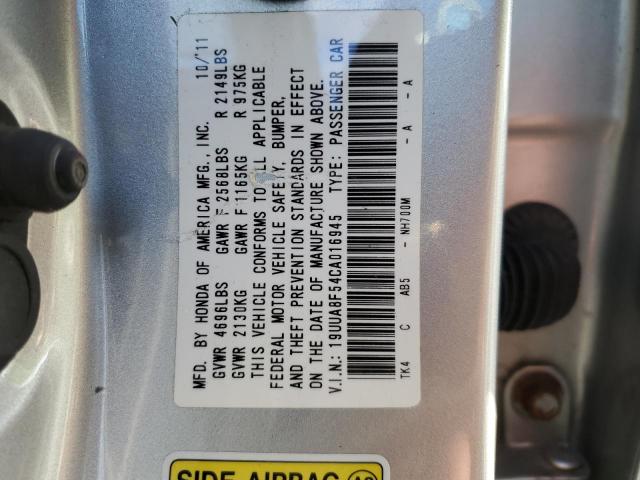 19UUA8F54CA016945 - 2012 ACURA TL SILVER photo 12