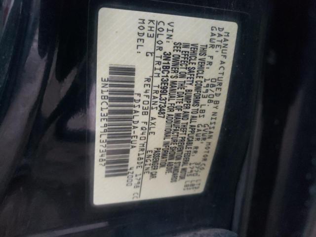 3N1BC13E99L373487 - 2009 NISSAN VERSA S BLACK photo 12