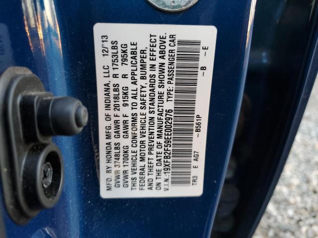 19XFB2F59EE002976 - 2014 HONDA CIVIC LX BLUE photo 12