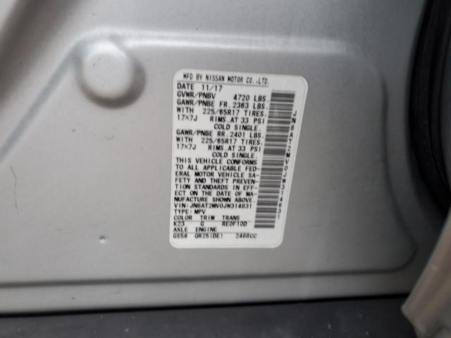 JN8AT2MV0JW314831 - 2018 NISSAN ROGUE S SILVER photo 12