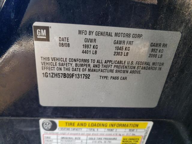 1G1ZH57B09F131792 - 2009 CHEVROLET MALIBU 1LT BLUE photo 12