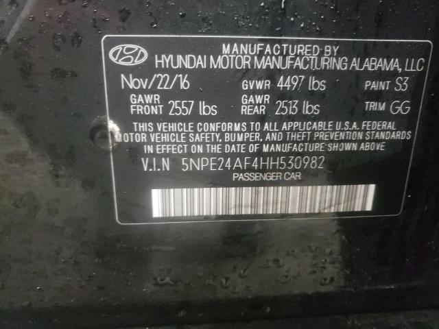 5NPE24AF4HH530982 - 2017 HYUNDAI SONATA SE BLACK photo 12