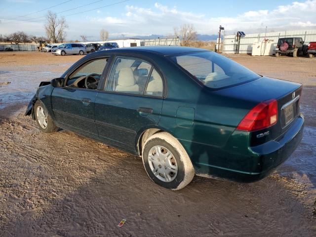 1HGES16122L010697 - 2002 HONDA CIVIC DX GREEN photo 2