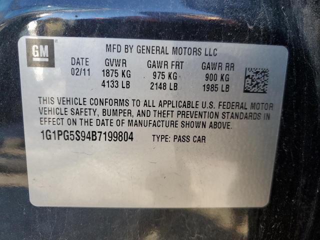 1G1PG5S94B7199804 - 2011 CHEVROLET CRUZE LT BLACK photo 12