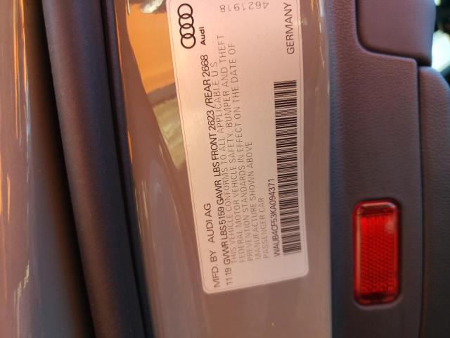 WAUB4CF53KA094371 - 2019 AUDI S5 PREMIUM PLUS ვერცხლისფერი ფოტო 12