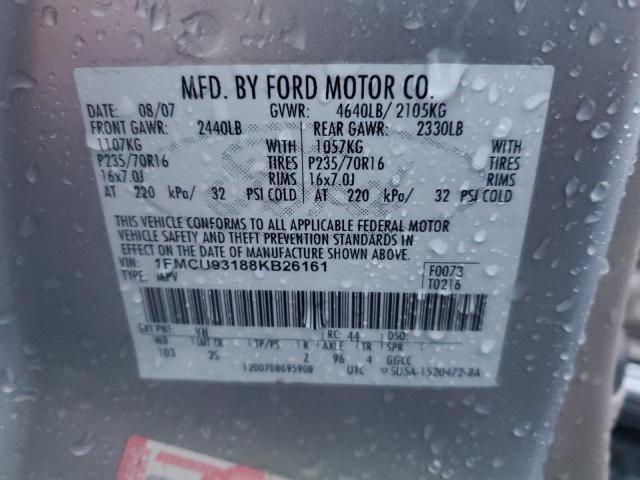 1FMCU93188KB26161 - 2008 FORD ESCAPE XLT SILVER photo 12