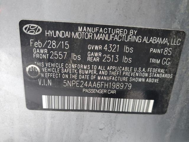 5NPE24AA6FH198979 - 2015 HYUNDAI SONATA ECO SILVER photo 12