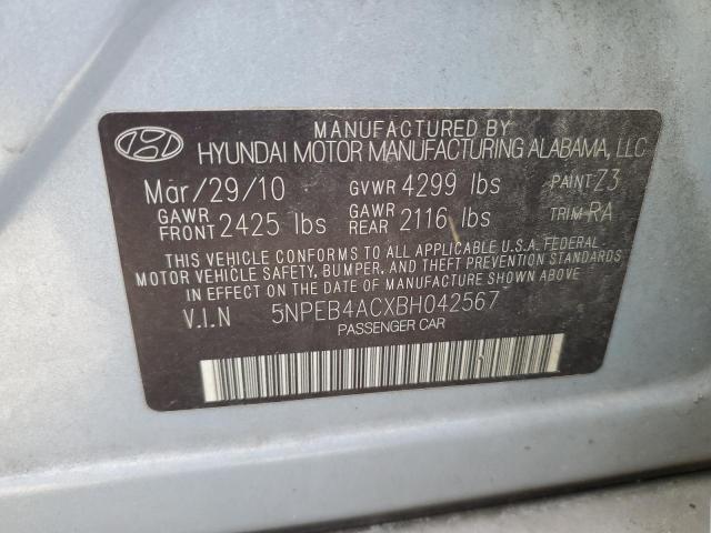 5NPEB4ACXBH042567 - 2011 HYUNDAI SONATA GLS SILVER photo 12