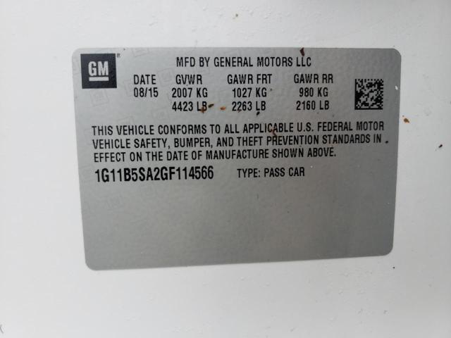 1G11B5SA2GF114566 - 2016 CHEVROLET MALIBU LIM LS WHITE photo 13