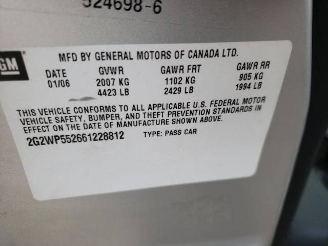 2G2WP552661228812 - 2006 PONTIAC GRAND PRIX 银色 照片 10