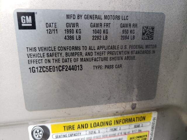 1G1ZC5E01CF244013 - 2012 CHEVROLET MALIBU 1LT GOLD photo 10