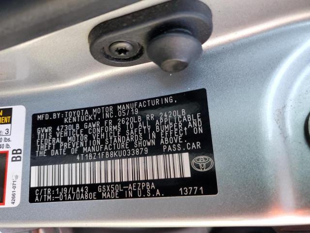 4T1BZ1FB8KU033879 - 2019 TOYOTA AVALON XLE SILVER photo 12