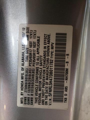 5FNRL5H47DB011782 - 2013 HONDA ODYSSEY EX SILVER photo 14