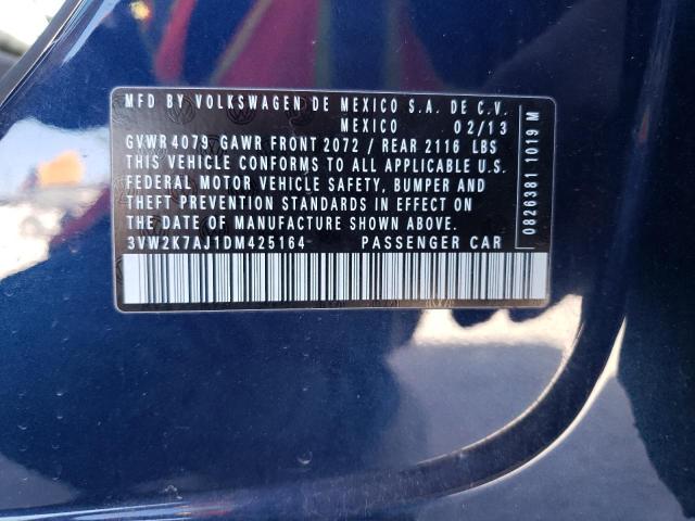 3VW2K7AJ1DM425164 - 2013 VOLKSWAGEN JETTA BASE BLUE photo 12