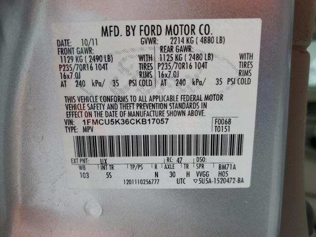 1FMCU5K36CKB17057 - 2012 FORD ESCAPE HYBRID SILVER photo 13