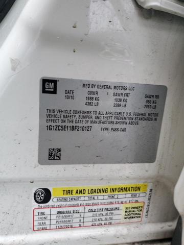 1G1ZC5E11BF210127 - 2011 CHEVROLET MALIBU 1LT თეთრი ფოტო 12