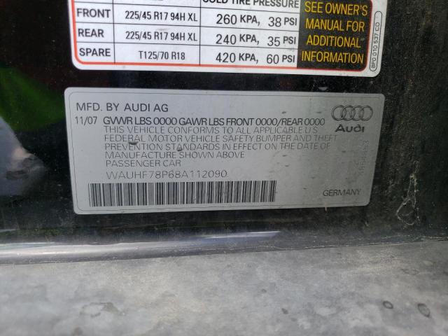 WAUHF78P68A112090 - 2008 AUDI A3 2.0 BLACK photo 12