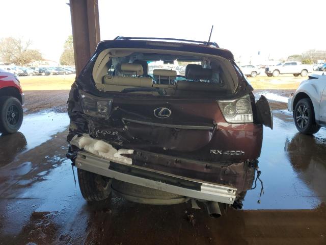 JTJGW31U282851102 - 2008 LEXUS RX400 400H MAROON photo 6