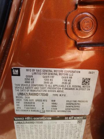 LRBAZLR48MD176549 - 2021 BUICK ENVISION PREFERRED ORANGE photo 12