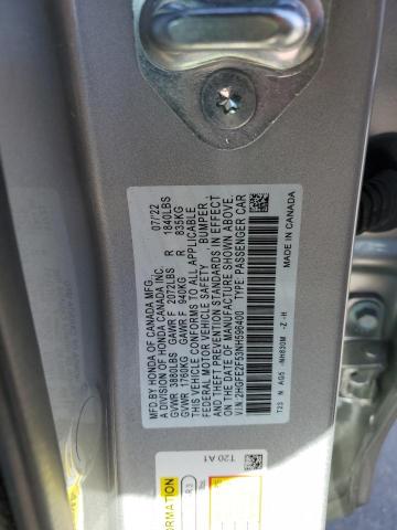 2HGFE2F53NH596400 - 2022 HONDA CIVIC SPORT 银色 照片 12