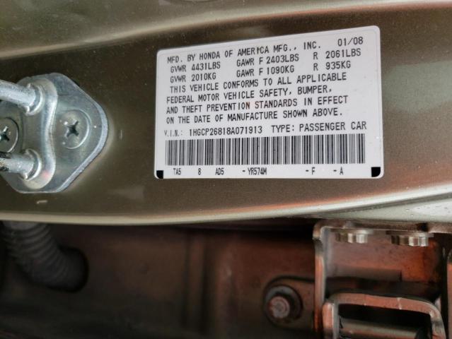 1HGCP26818A071913 - 2008 HONDA ACCORD EXL GOLD photo 12