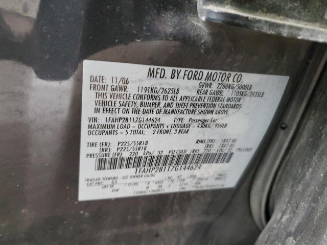 1FAHP28117G144624 - 2007 FORD FIVE HUNDR LIMITED GRAY photo 12