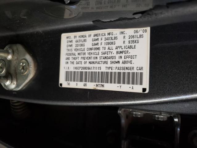 1HGCP26809A171115 - 2009 HONDA ACCORD EXL GRAY photo 13