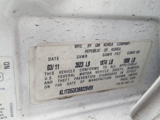 KL1TD5DE3BB220459 - 2011 CHEVROLET AVEO LS  ფოტო 10