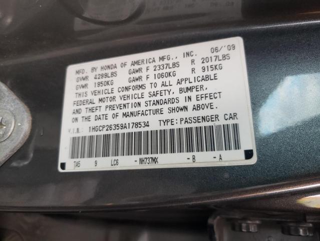 1HGCP26359A178534 - 2009 HONDA ACCORD LX GRAY photo 12