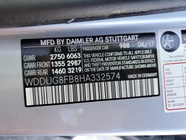 WDDUG8FB8HA332574 - 2017 MERCEDES-BENZ S550 550 4MATIC SILVER photo 12