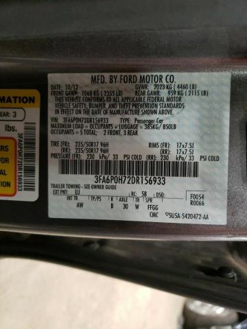 3FA6P0H72DR156933 - 2013 FORD FUSION SE GRAY photo 12