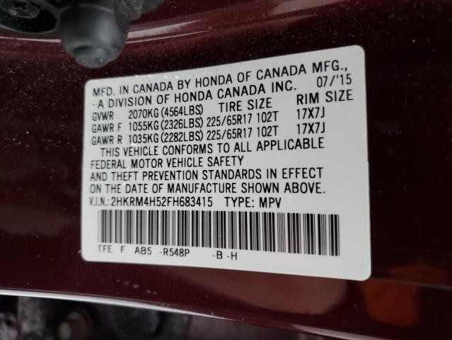 2HKRM4H52FH683415 - 2015 HONDA CR-V EX BURGUNDY photo 14