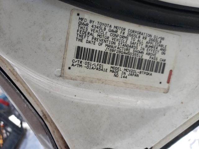 JT8BF28G4W5035512 - 1998 LEXUS ES 300 TWO TONE photo 12