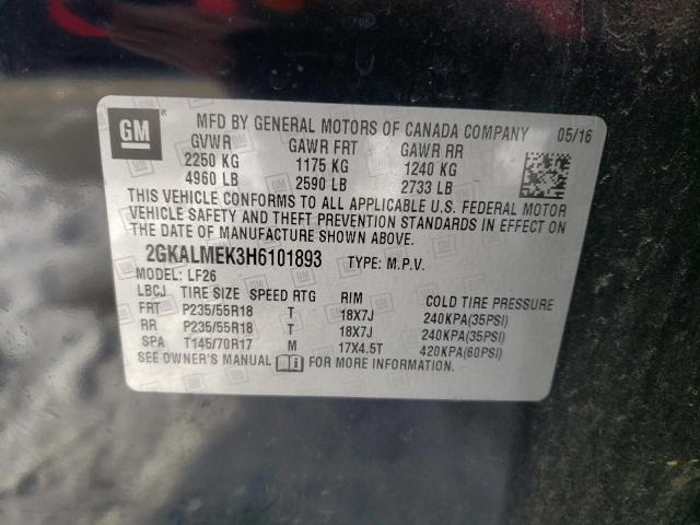 2GKALMEK3H6101893 - 2017 GMC TERRAIN SLE BLACK photo 13