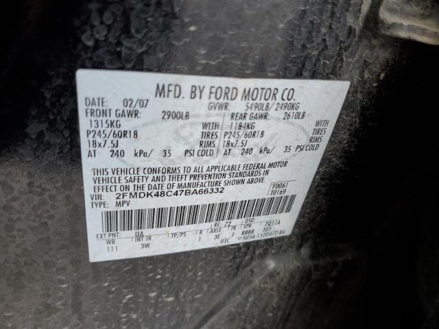 2FMDK48C47BA66332 - 2007 FORD EDGE SEL BLACK photo 13