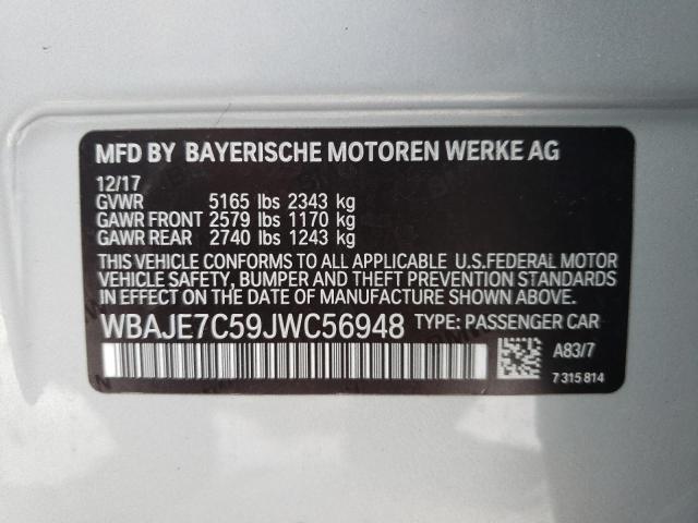 WBAJE7C59JWC56948 - 2018 BMW 540 XI SILVER photo 12