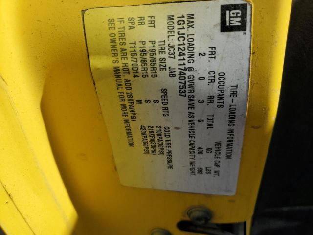 1G1JF12F347170983 - 2004 CHEVROLET CAVALIER LS YELLOW photo 12